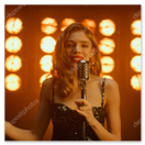 Close-up van Anttoinette zingend onder paarse spots