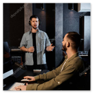 Studio-opname sessie met microfoon